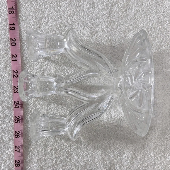 Vintage  Cut Crystal Pinwheel Star Pattern 3 Arm Candle Holder Candelabra - Picture 15 of 15